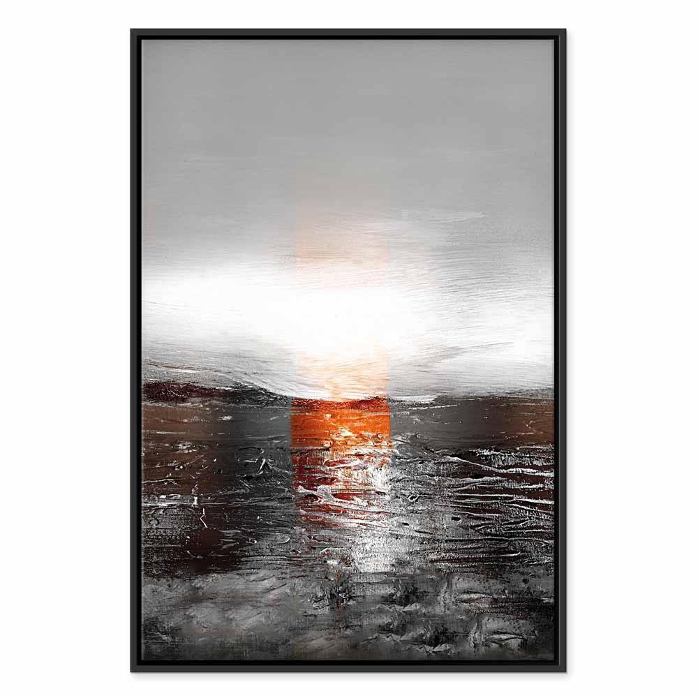 Leinwandbild - Reflection of Colors (1-part) - Sunset in Painted Abstract Background