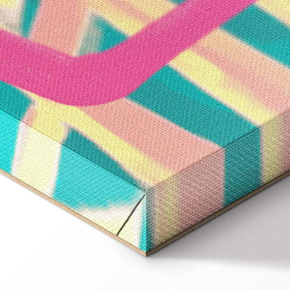 Leinwandbild - Pink Flamingo - Abstract Flamingo Against Palms and Ice Cubes