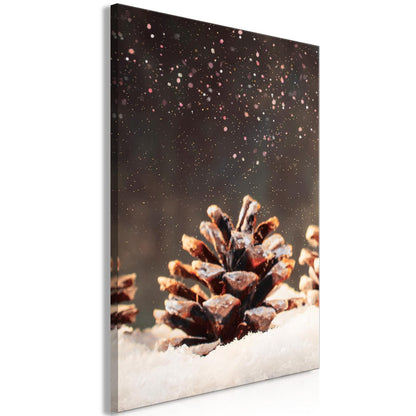 Leinwandbild - Winter Pine Cone (1 Part) Vertical Artgeist
