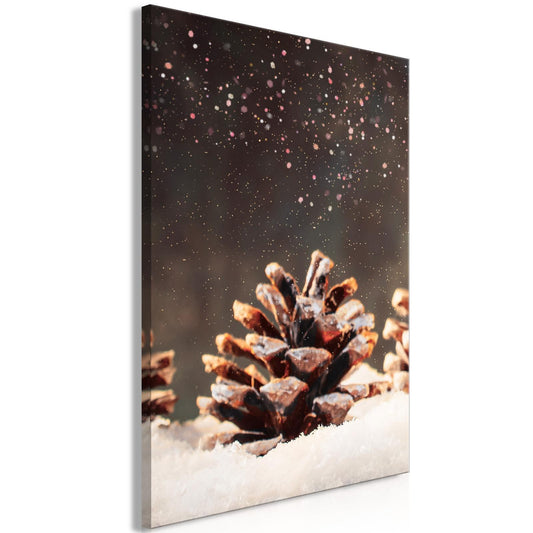 Leinwandbild - Winter Pine Cone (1 Part) Vertical Artgeist