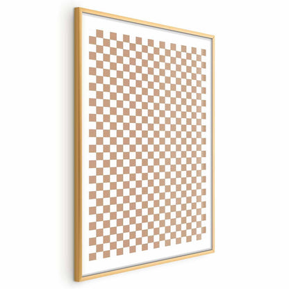 Poster - Geometry and Browns - a chessboard pattern in neutral shades