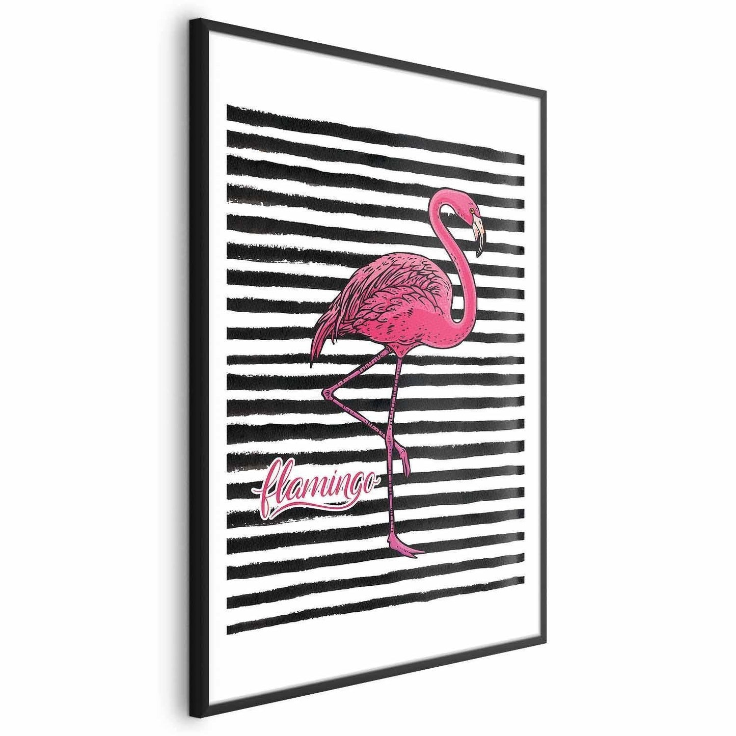 Poster - Black Stripes and Flamingo Artgeist