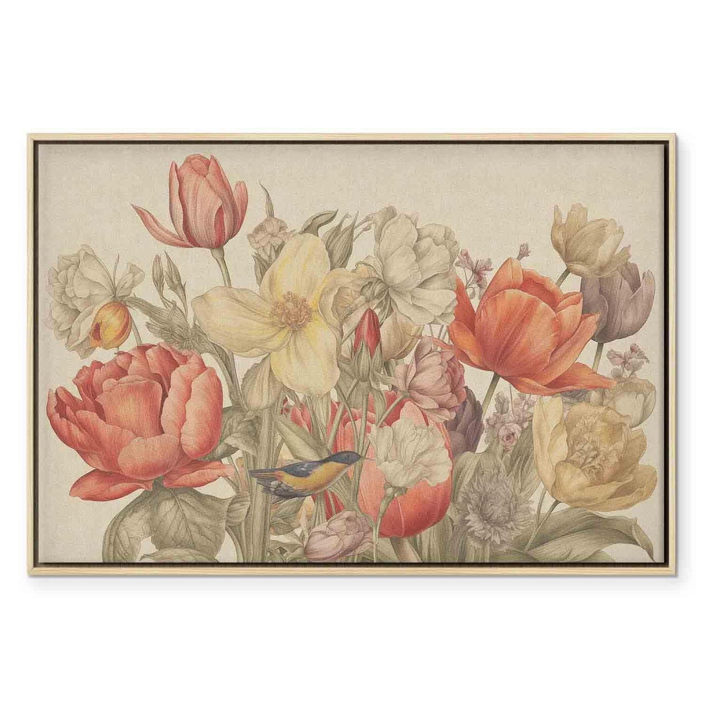 Leinwandbild - Bouquet of flowers on a cream background