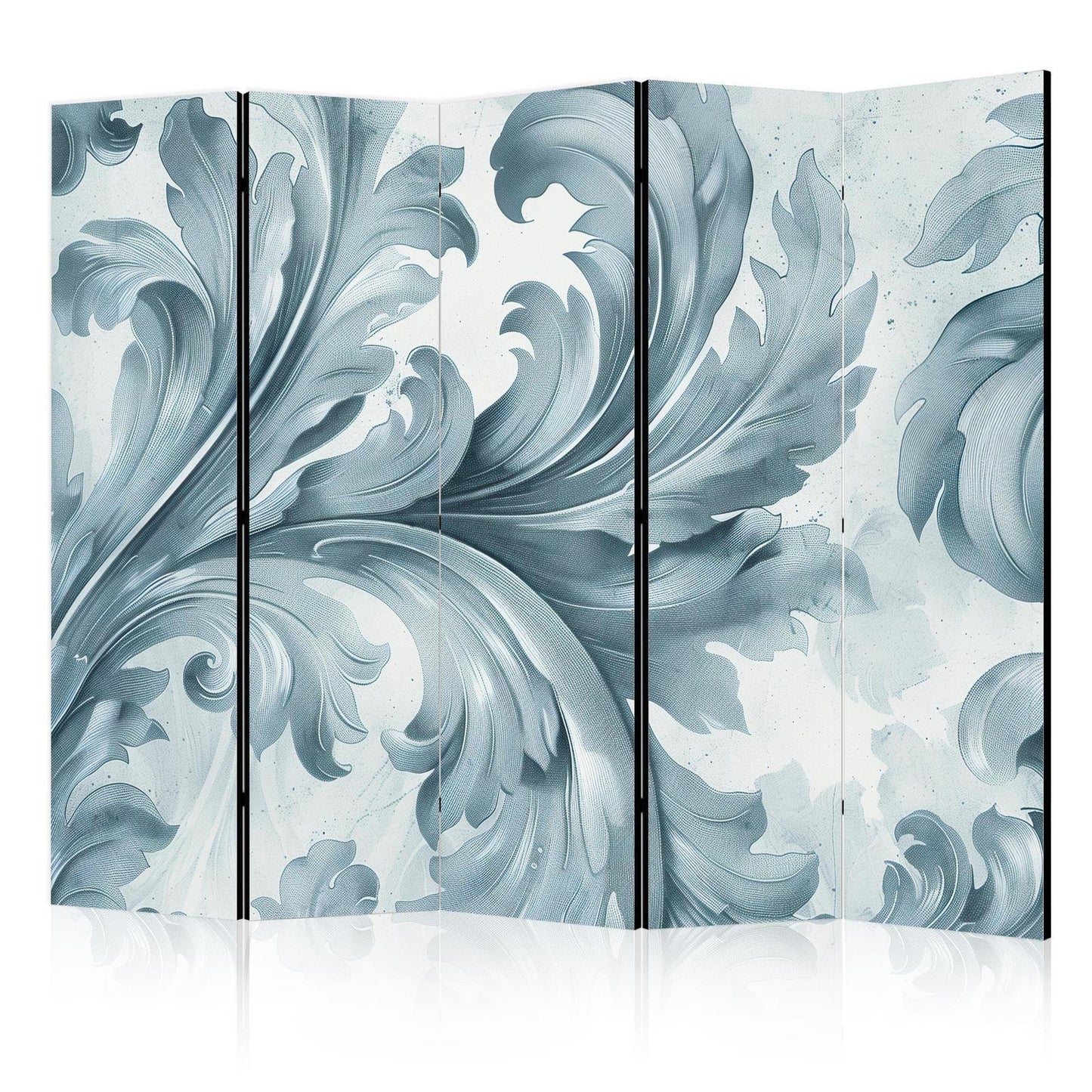 Paravent - Stone Baroque Ornaments in Light Shades of Gray and Blue Artgeist