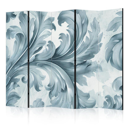 Paravent - Stone Baroque Ornaments in Light Shades of Gray and Blue Artgeist