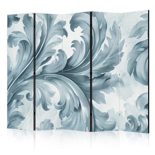 Paravent - Stone Baroque Ornaments in Light Shades of Gray and Blue Artgeist