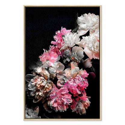 Leinwandbild - Peony Charm (1-part) - Colorful Bouquet on Black Background