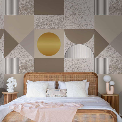 Fototapete - Beige and Gold Geometric Pattern