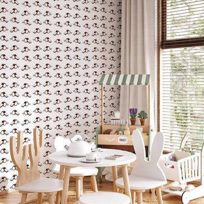 Tapete - Soccer Whistles - Black and white with red accents on a white background