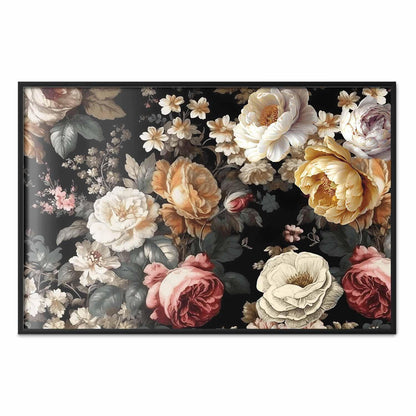 Poster - Colorful Flowers on a Black Background