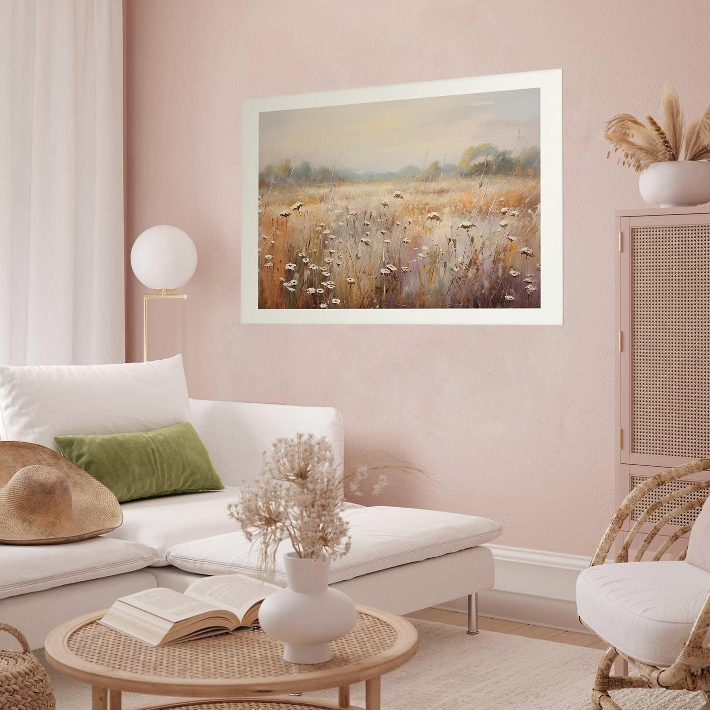 Poster - Impressionist meadow – field landscape in a pastel colour palette