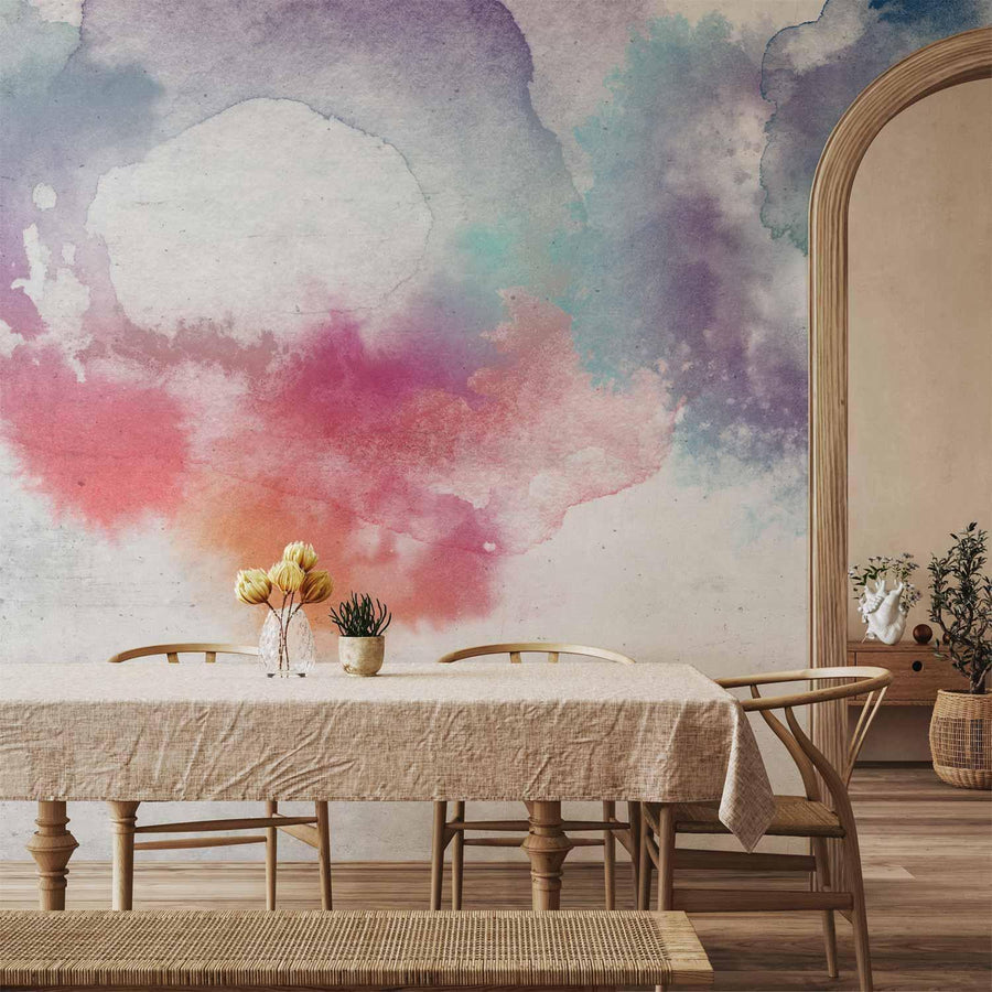 Fototapete „Painted Mirages“ – Traumhafte Pastellillusionen für dein Zuhause