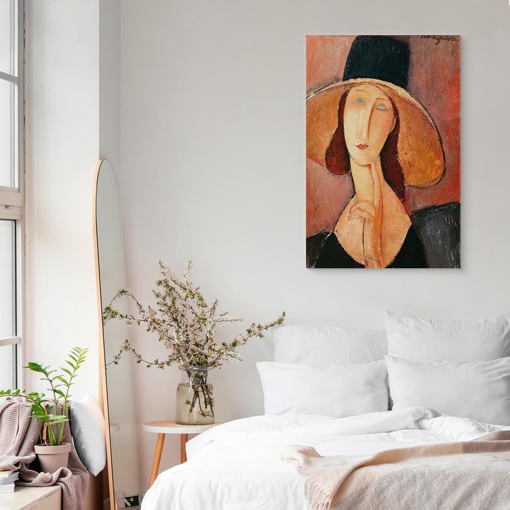 Leinwandbild - Amedeo Modigliani – Portrait of Jeanne Hebuterne in a Large Hat