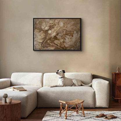 Leinwandbild - Floral Ornaments Carved in Delicate Sepia and Brown Shades