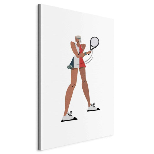Leinwandbild - Tennis Player With a Racket on a Light Background - Illustration Artgeist