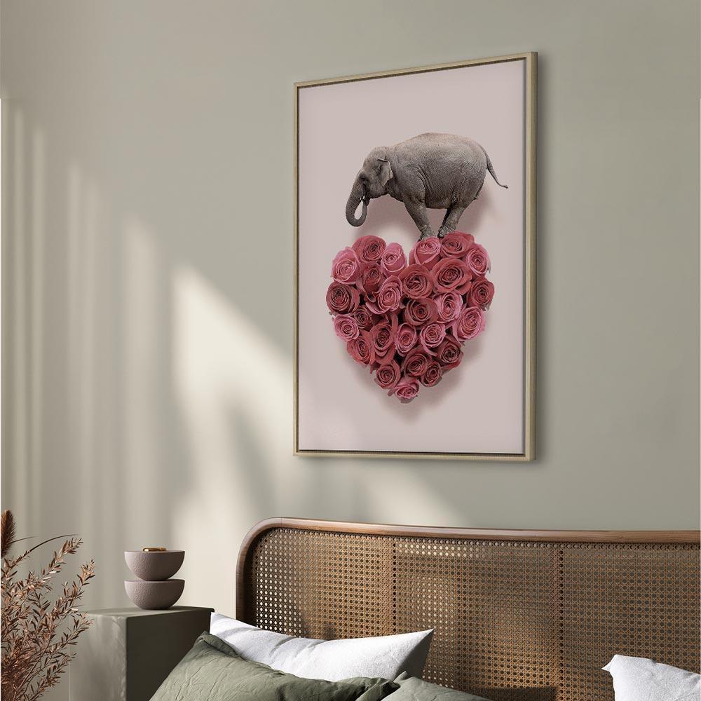 Leinwandbild - Elephant Lover (1-part) - Elephant Amid Pink Flowers
