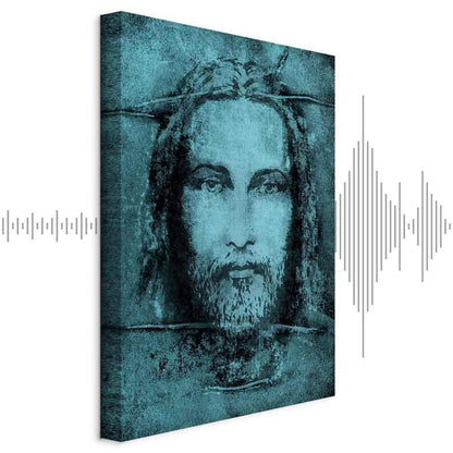 Leinwandbild - Shroud of Turin in Turqoise (1 Part) Vertical