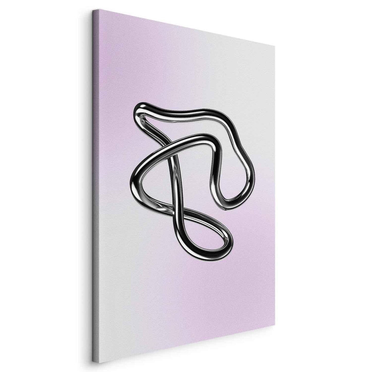 Leinwandbild - Silver Intricacies - Fluid Metallic Figure on a Gradient Background Artgeist
