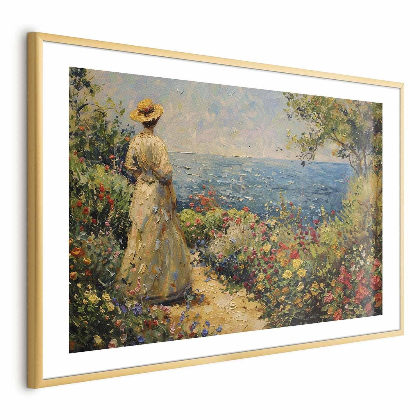 Poster - Nostalgic impression - a pensive woman contemplating