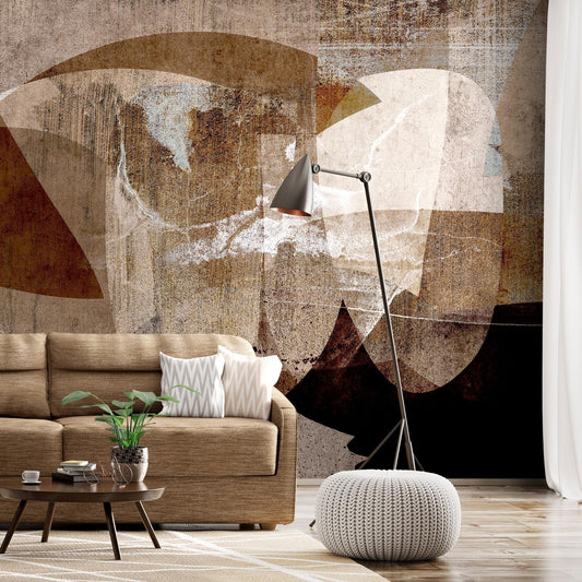 Fototapete - Geometric abstraction with shapes - composition in brown colours Artgeist