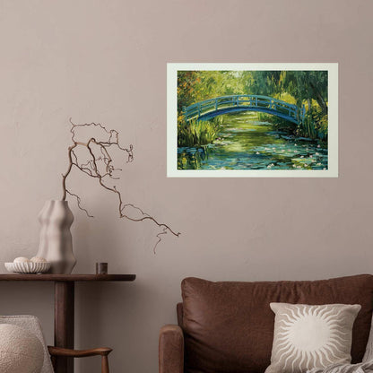 Poster - Impressionist bridge - painting of a bridge against a picturesque background