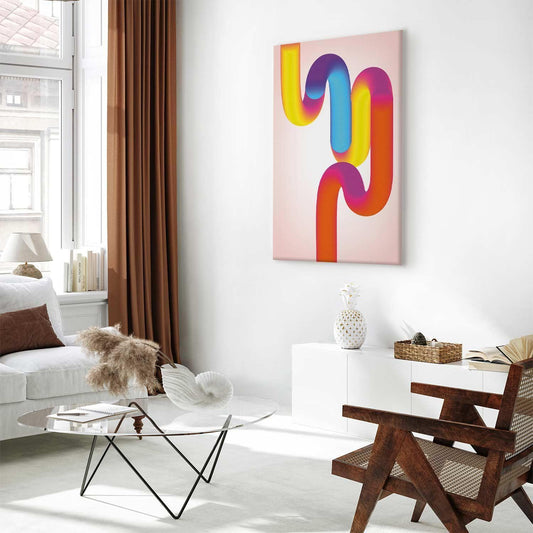 Leinwandbild - Colorful Turns - Dynamic Composition in Shades of Yellow Pink and Blue Artgeist
