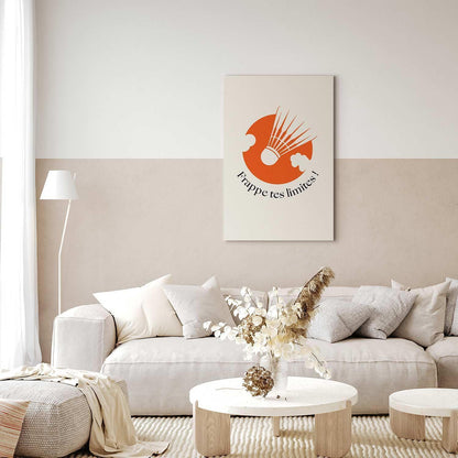 Leinwandbild - Badminton Shuttlecock on an Orange Circle Background