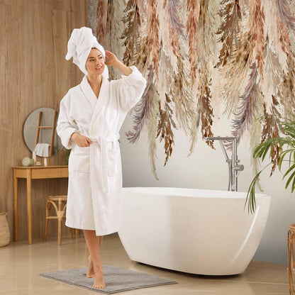 Fototapete - Minimalist boho landscape - dangling leaves in beige colours