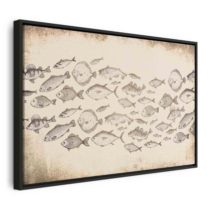 Leinwandbild Fische Japandi-Stil – Minimalistische Wandkunst