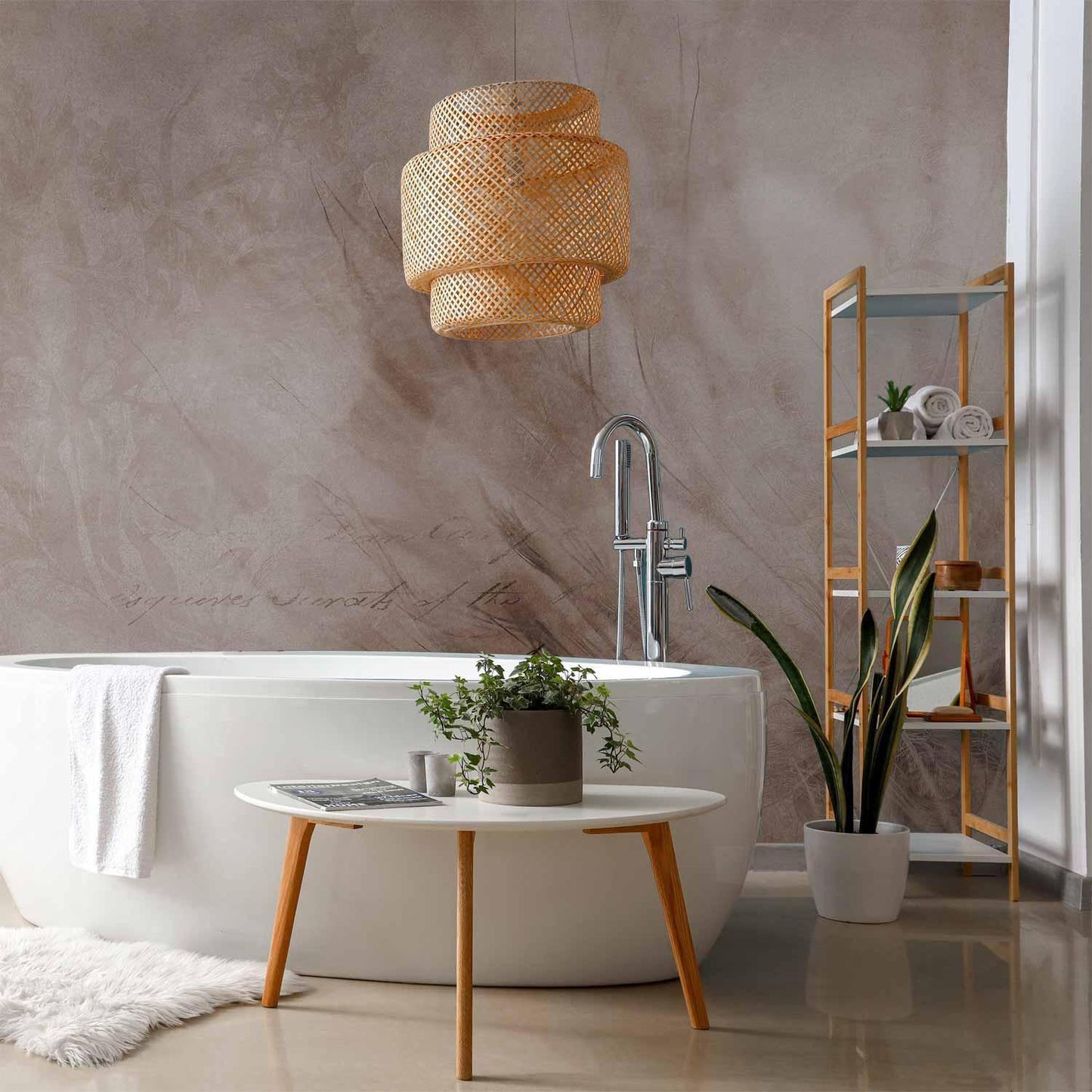 Fototapete - Abstract scandi boho - delicate composition with lettering and flowers