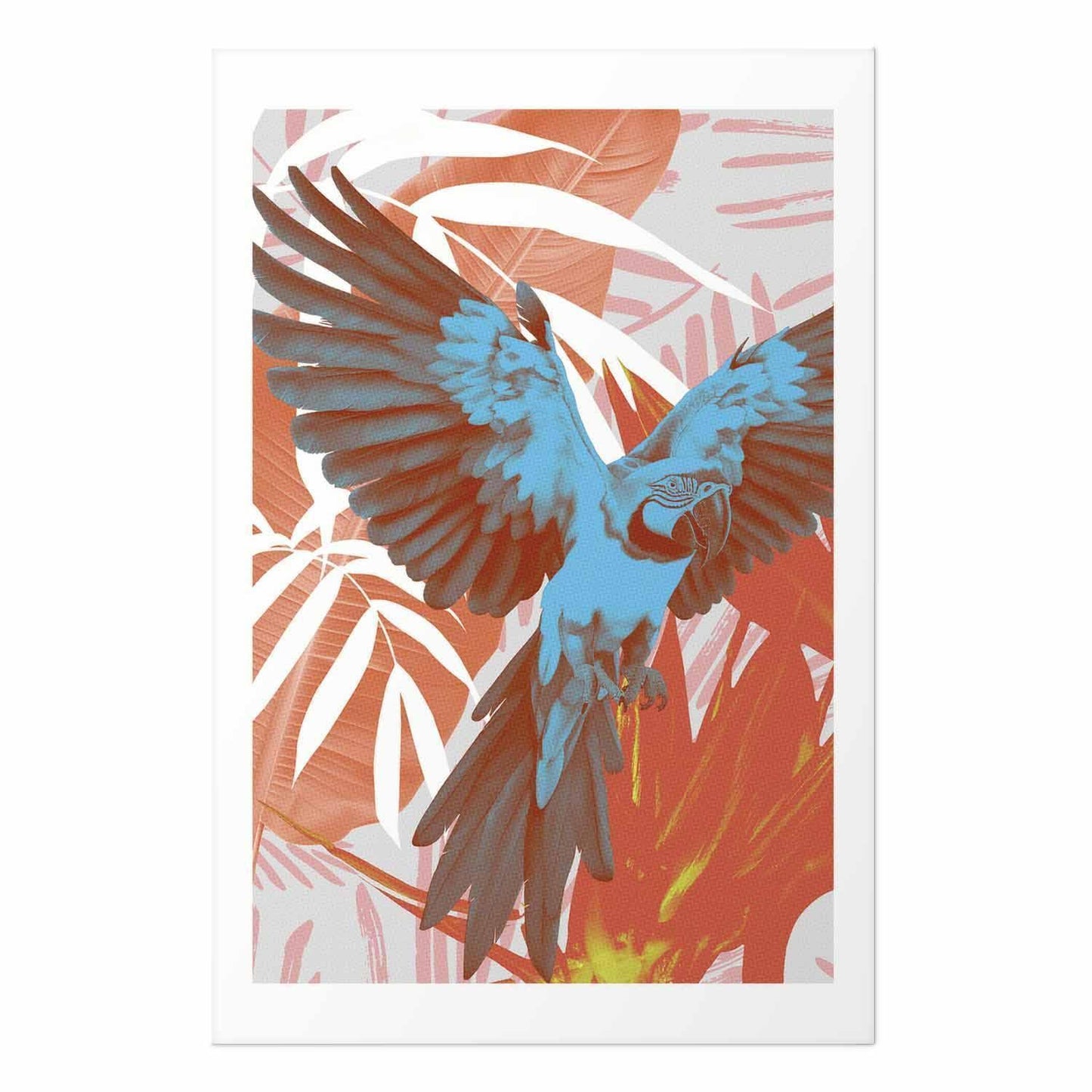 Poster - Exotic Wings - parrot among abstract leaf patterns