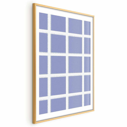 Poster - White Lines - a grid with large gaps on a blue background Artgeist