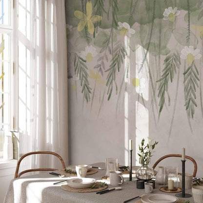 Fototapete - Home herbarium - subtle floral motif with flowers in watercolour style