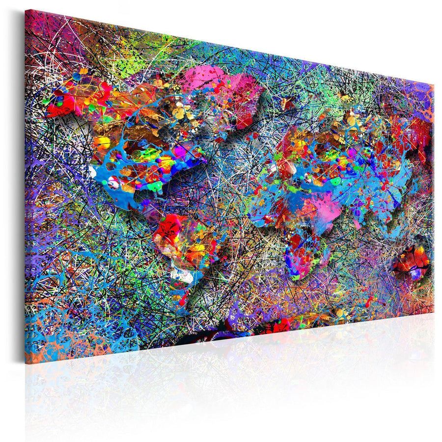 Leinwandbild - Map: Jackson Pollock inspiration Artgeist