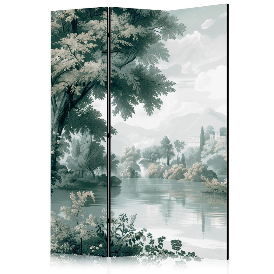 Paravent - View of the Park and Lake - Retro Vintage Landscape in Greens Artgeist