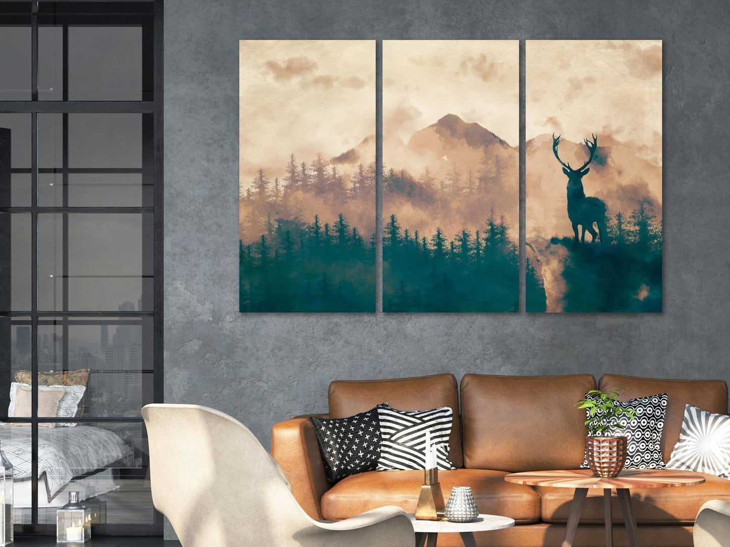 Leinwandbild - Proud Deer (3 Parts) Artgeist