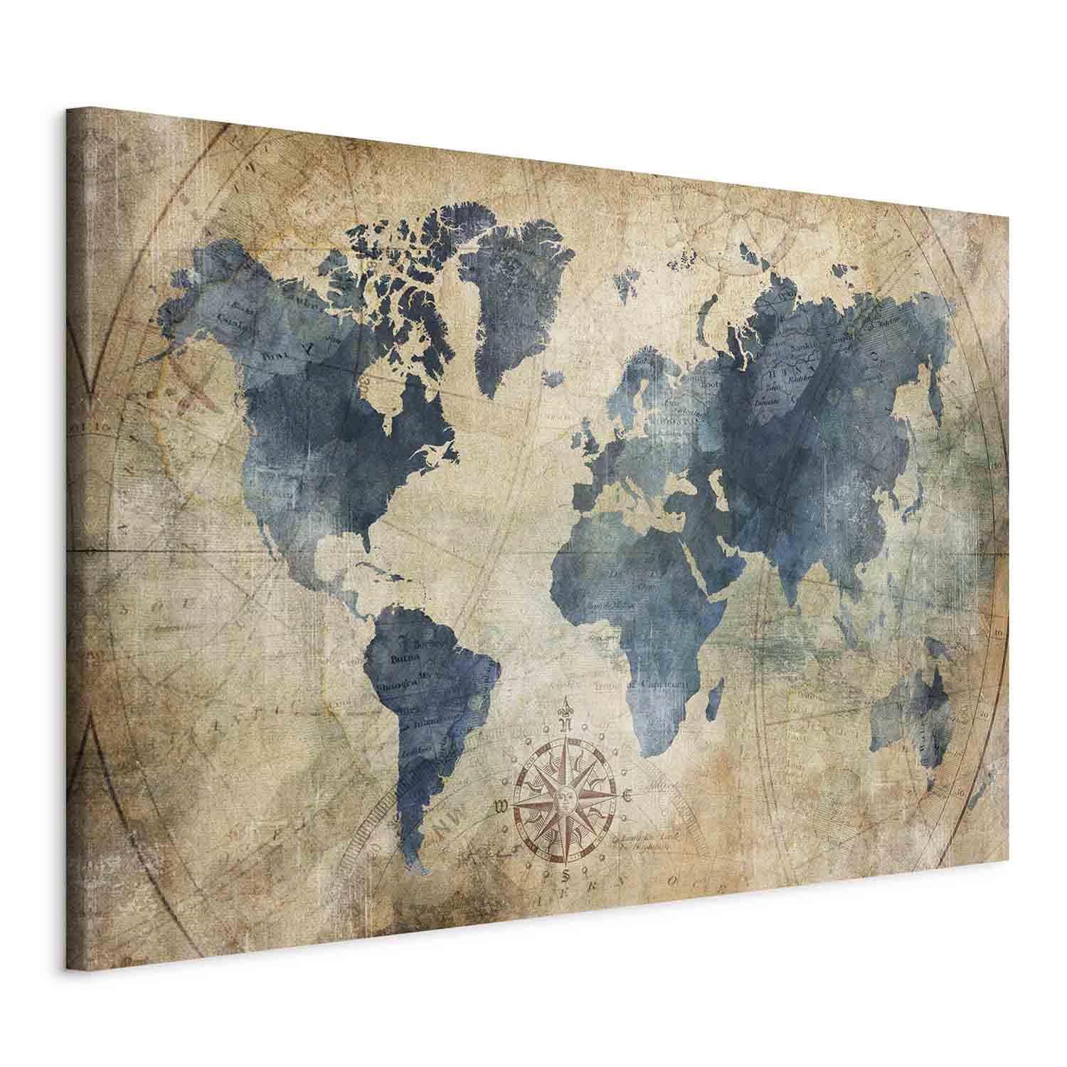 Leinwandbild - Retro Map (1 Part) Wide Artgeist