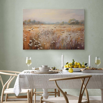Leinwandbild - Impressionist meadow – field landscape in a pastel colour palette