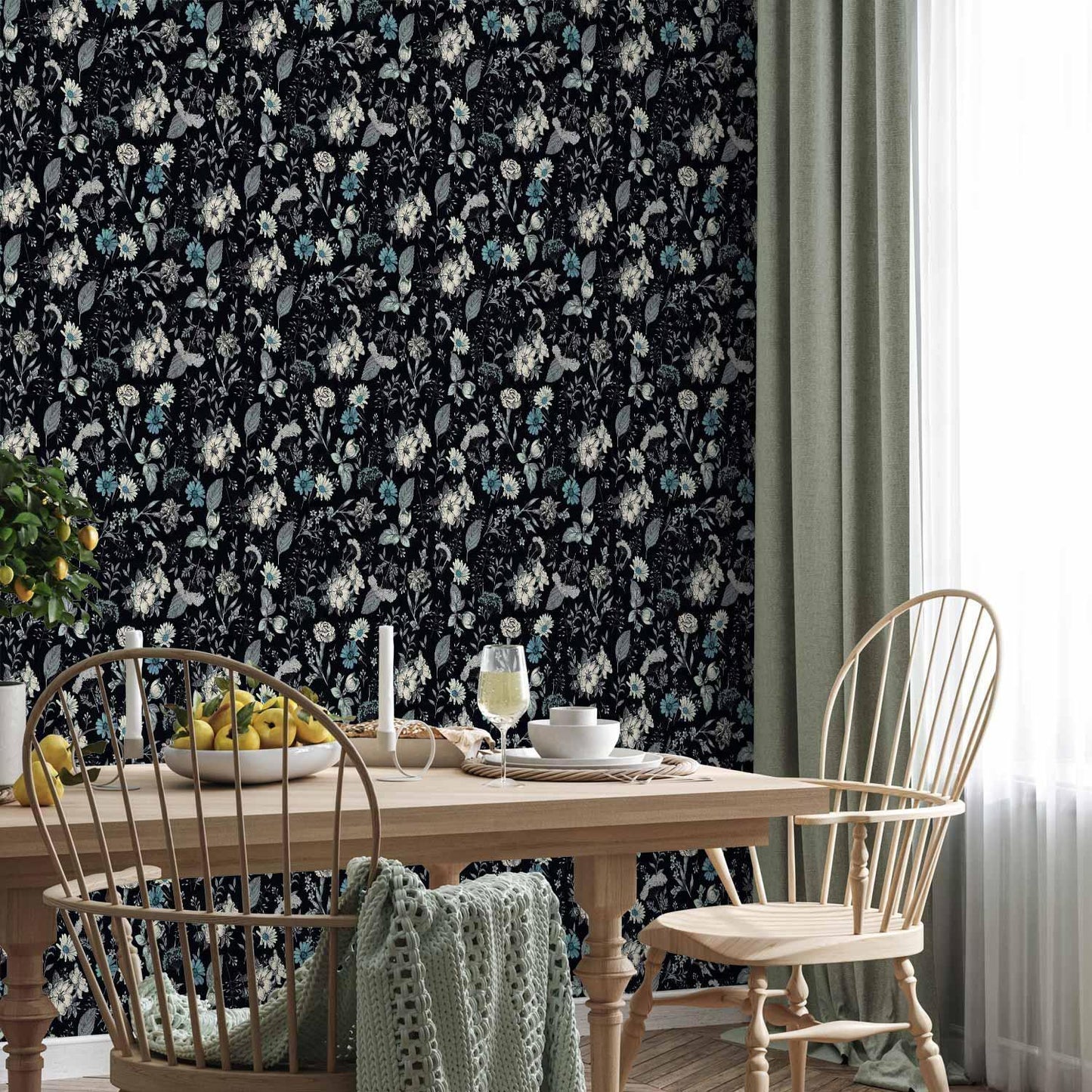 Tapete - Fragrant flowers and herbs - blue