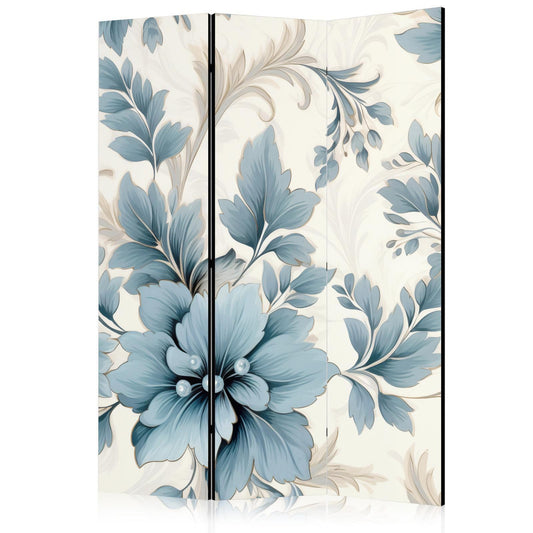 Paravent - Turquoise Flowers in Retro Vibe Floral Ornaments Artgeist
