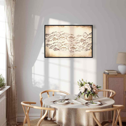 Leinwandbild Fische Japandi-Stil – Minimalistische Wandkunst