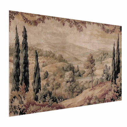 Poster - Mediterranean Landscape - Old Tapestry with a Hill and Lake Artgeist