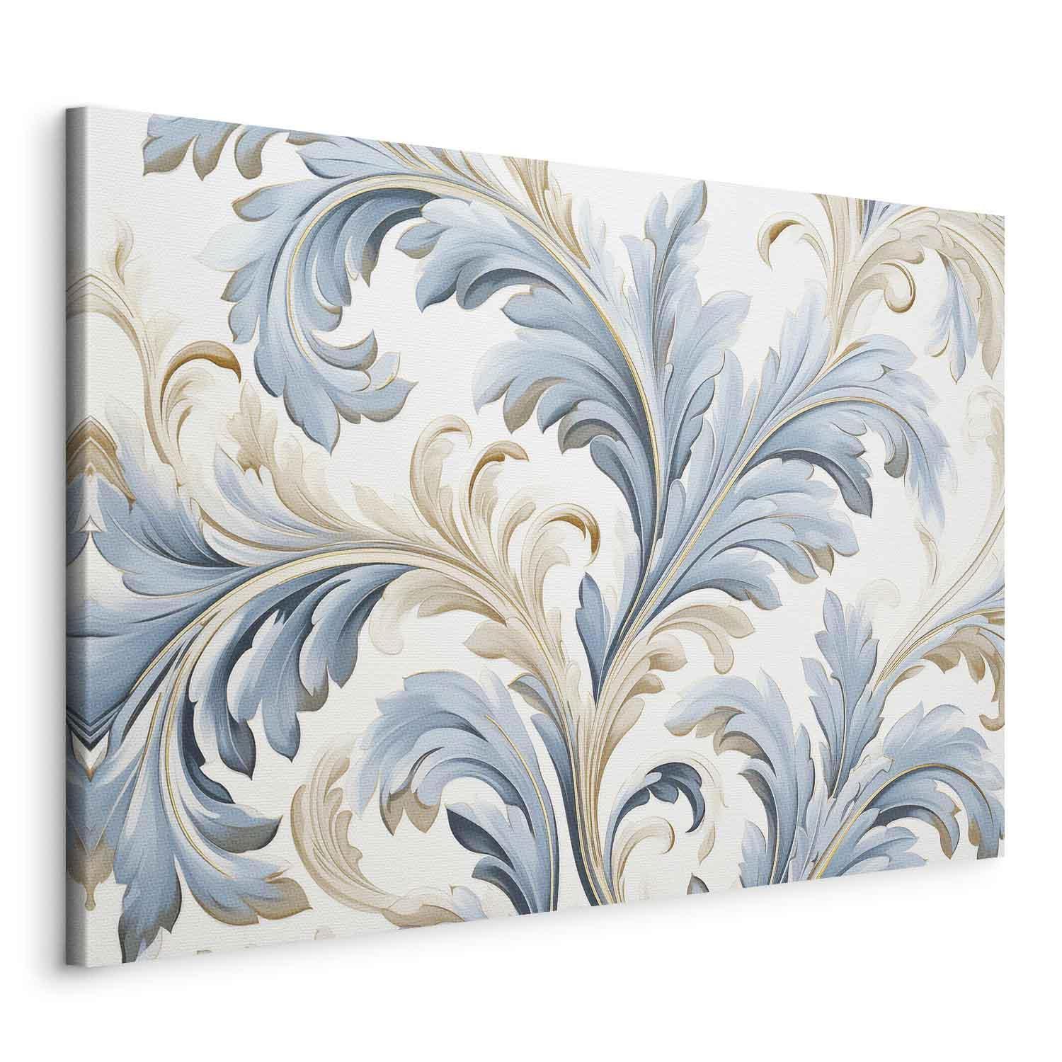 Leinwandbild - Baroque Ornaments in Light Cream-Blue Hues Artgeist