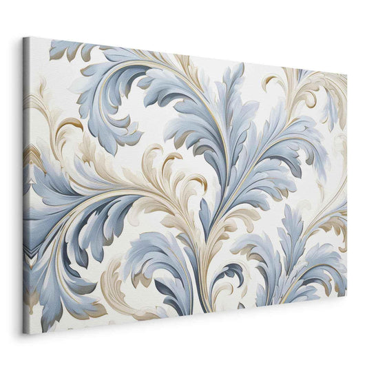 Leinwandbild - Baroque Ornaments in Light Cream-Blue Hues Artgeist