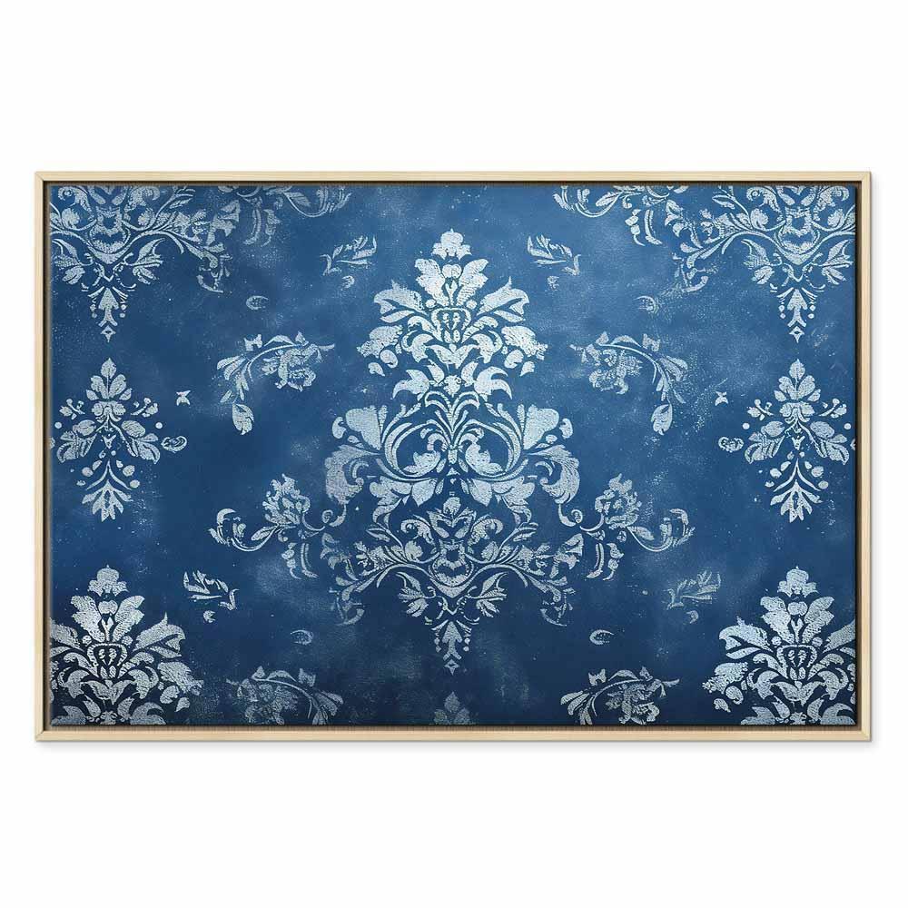 Leinwandbild - Retro Ornament Decorative Motif in Worn Blues
