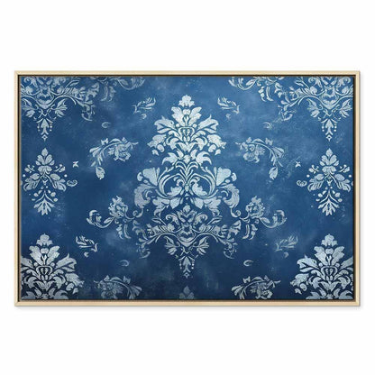 Leinwandbild - Retro Ornament Decorative Motif in Worn Blues