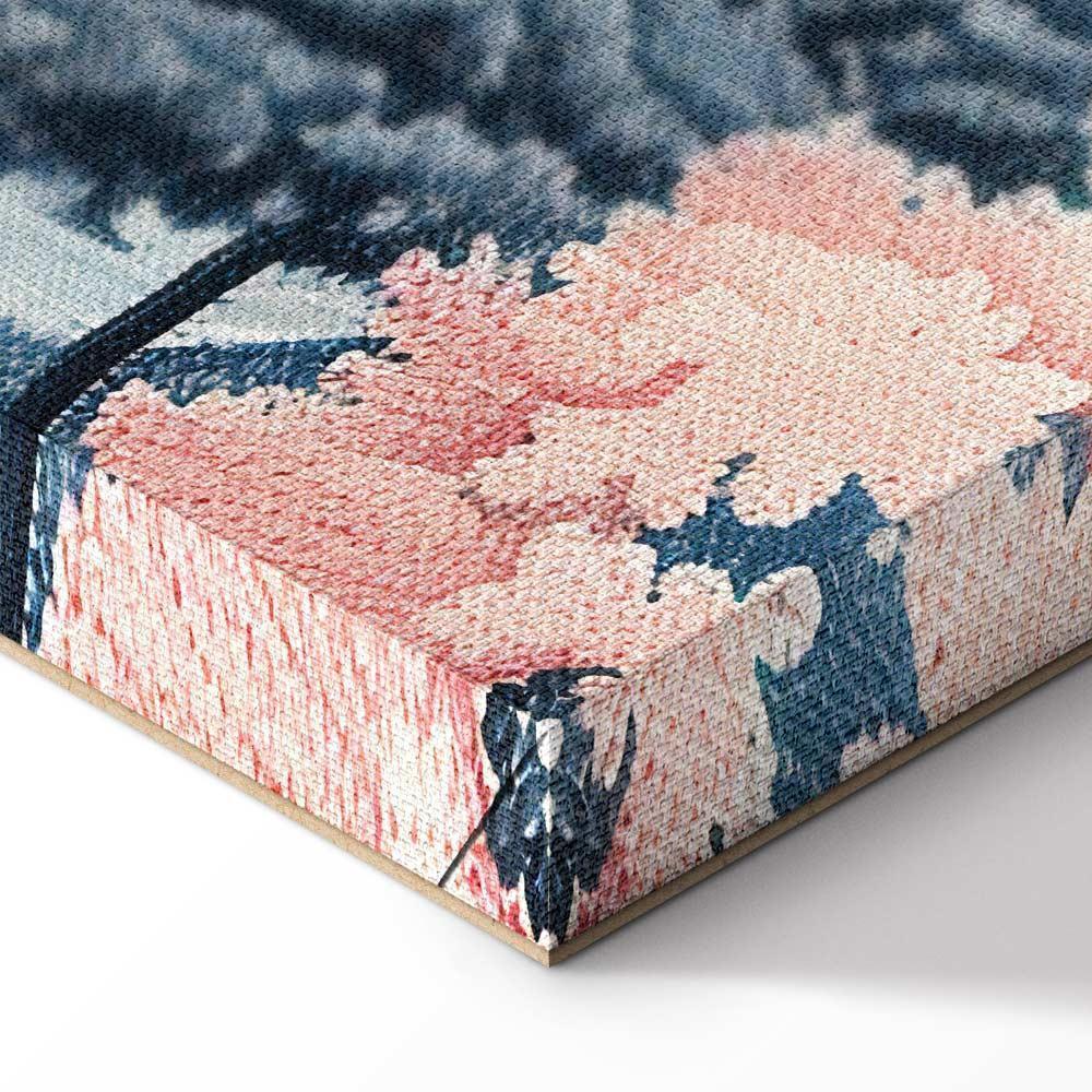 Leinwandbild - Landscape with the Ocean Cliffs and Trees in Delicate Pink Shades