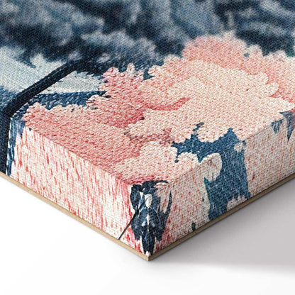 Leinwandbild - Landscape with the Ocean Cliffs and Trees in Delicate Pink Shades