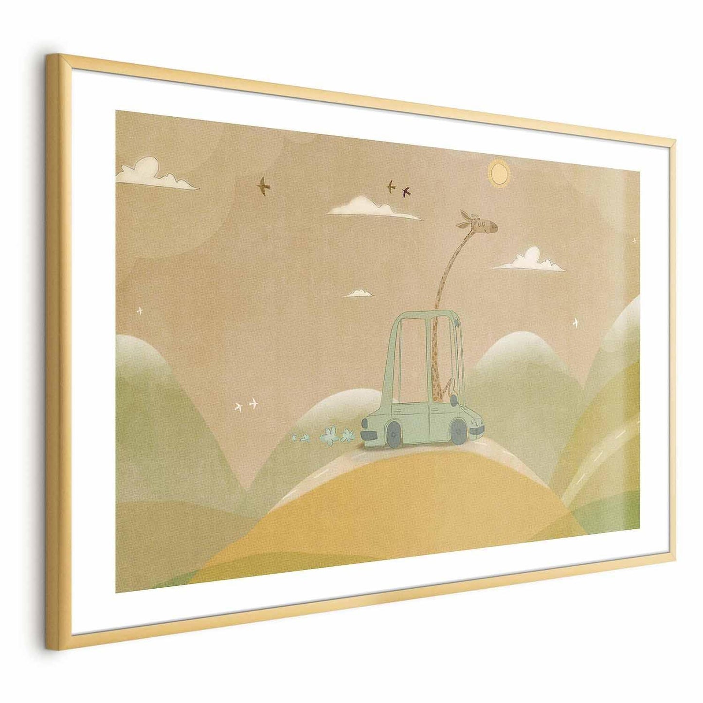 Poster Giraffe auf Reisen – Lustige Wanddeko für Kinderzimmer