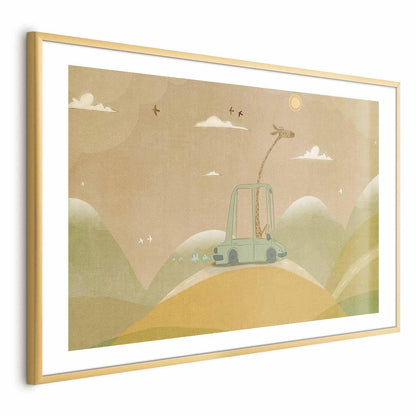 Poster Giraffe auf Reisen – Lustige Wanddeko für Kinderzimmer